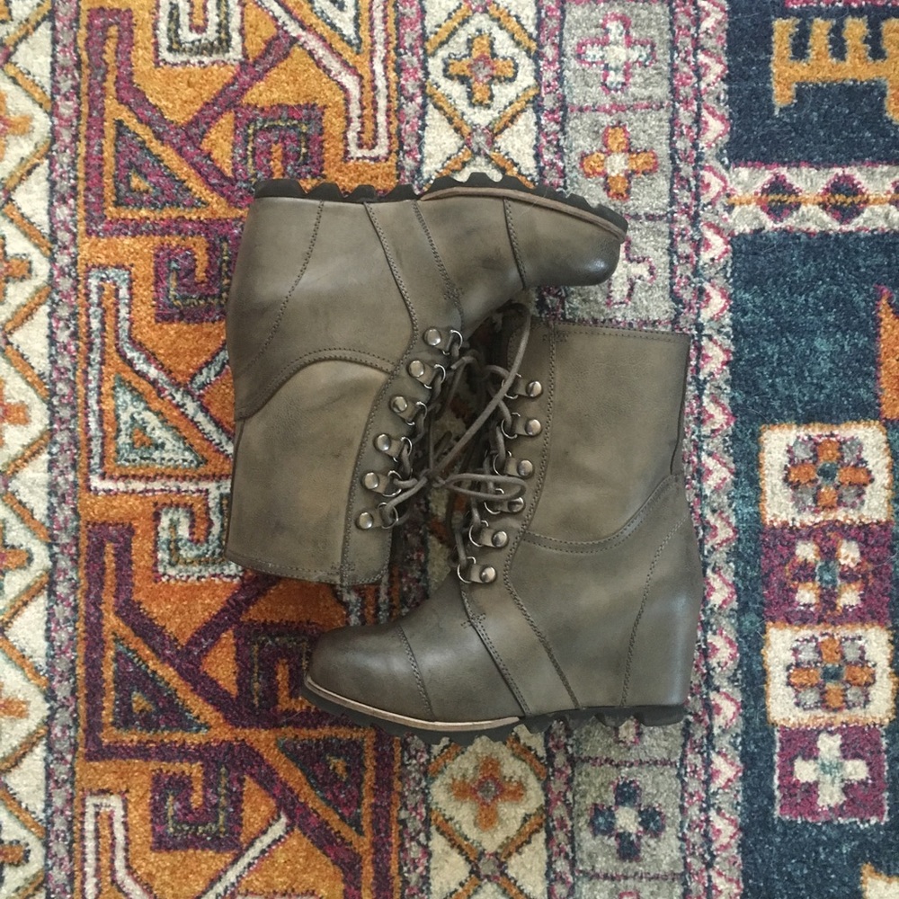 Marisol Lace Up Wedge Hiker Boots
